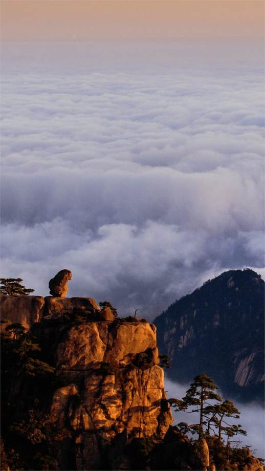 黄山奇石天狗望月图片