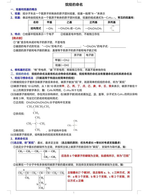 有机物的命名