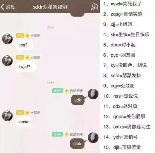 年轻人流行语解读：聊天室截图